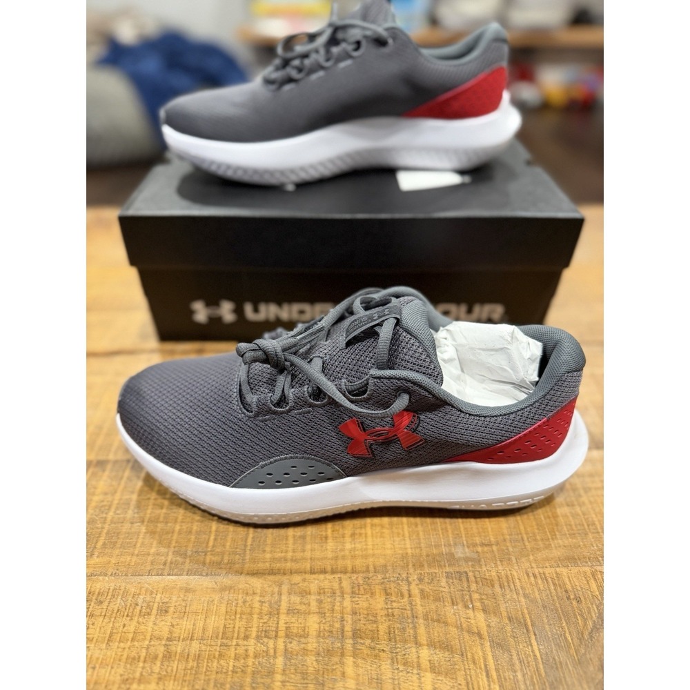 Under Armour Charged Surge 4 Shoes Mens 10.5 Grey Red Running 3027000 107